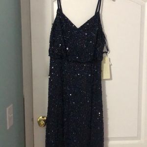 Formal night sequin dress, dark blue- size 10